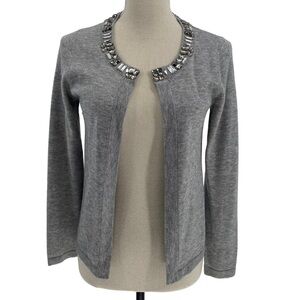 Banana Republic Jeweled Neckline Wool-Blend Grey Cardigan/Sweater - Sz SP